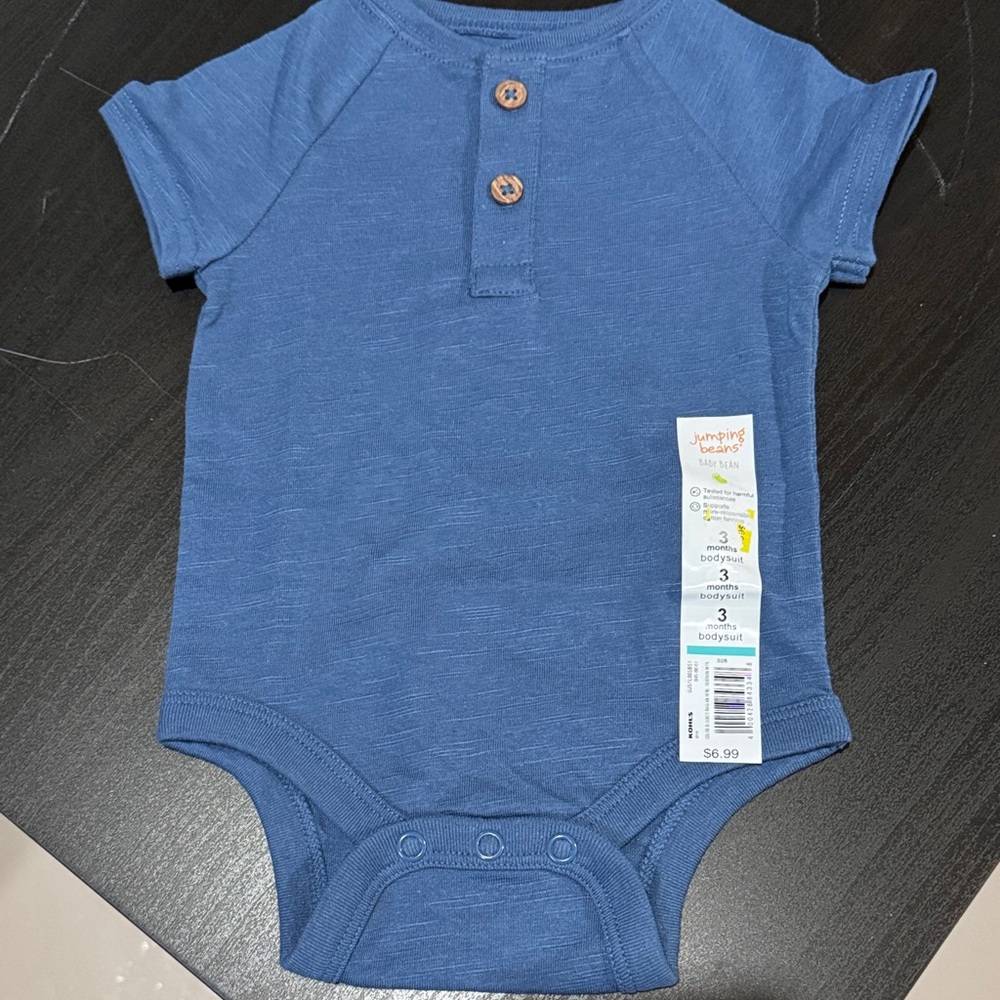 Jumping Beans Blue Baby Bodysuit with Buttons